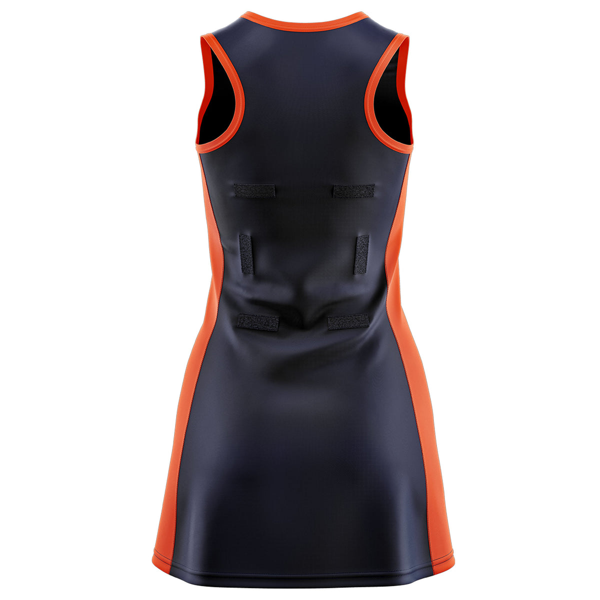 Custom Navy Orange Color Block Two Tone Netball Dresses
