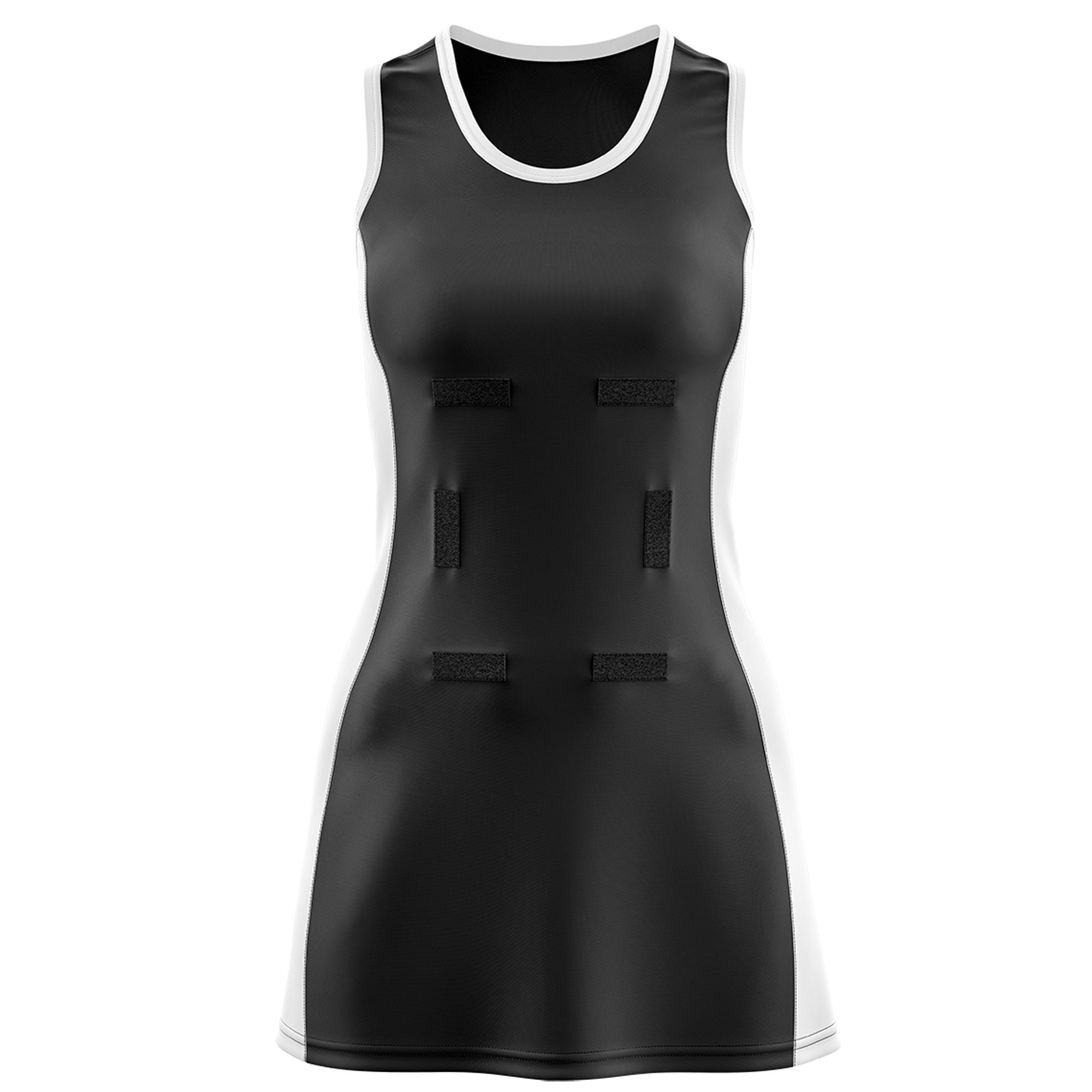 Custom Black White Color Block Two Tone Netball Dresses