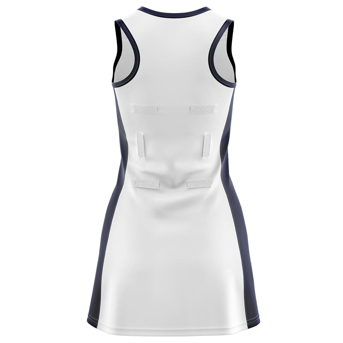 Custom White Navy Color Block Two Tone Netball Dresses