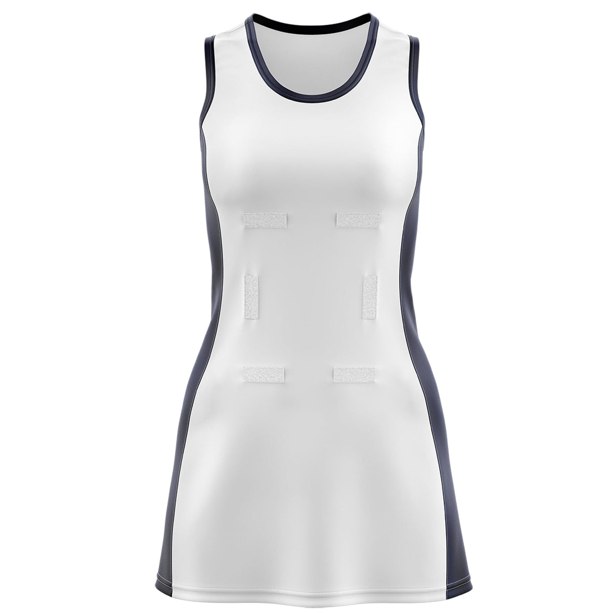 Custom White Navy Color Block Two Tone Netball Dresses