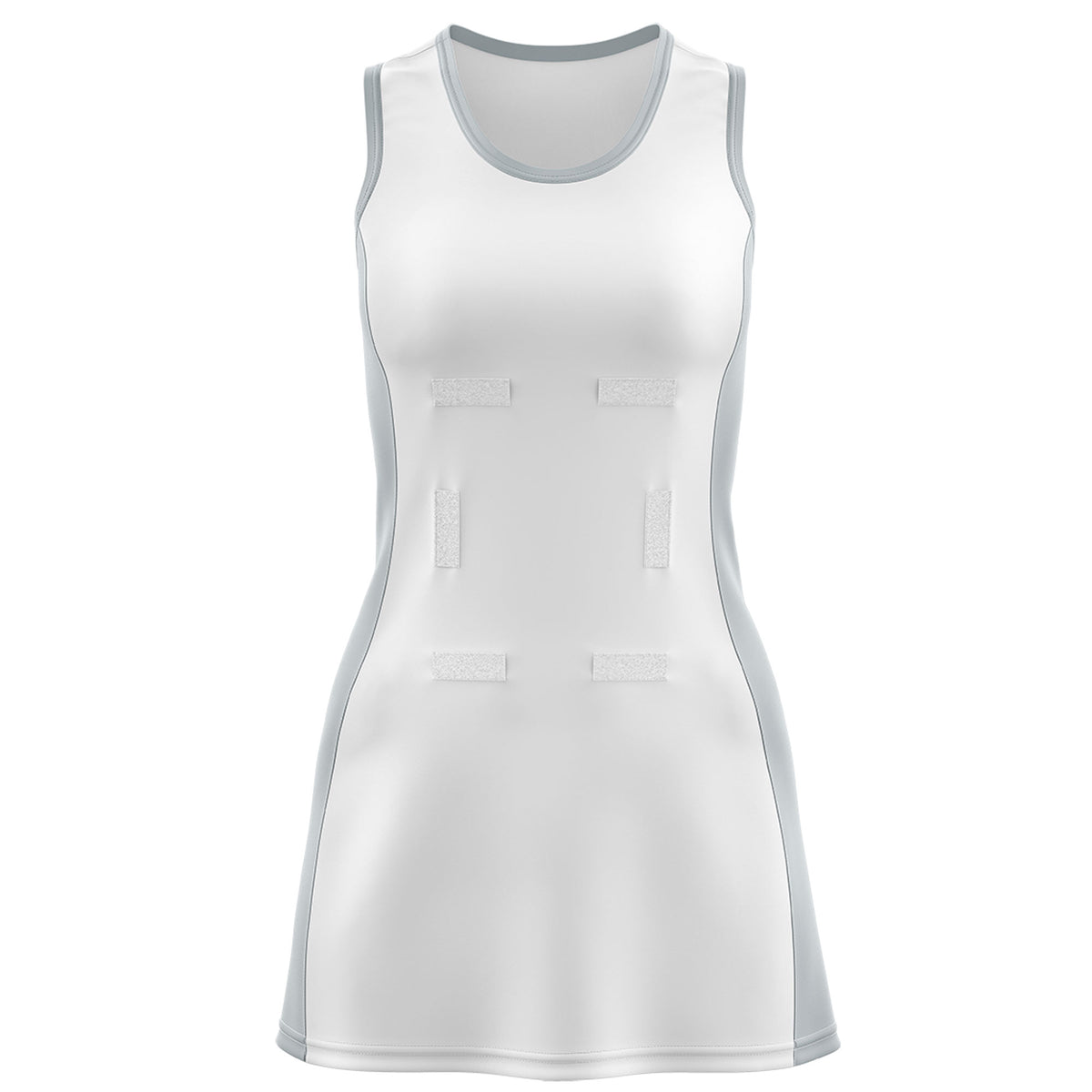 Custom White Silver Color Block Two Tone Netball Dresses