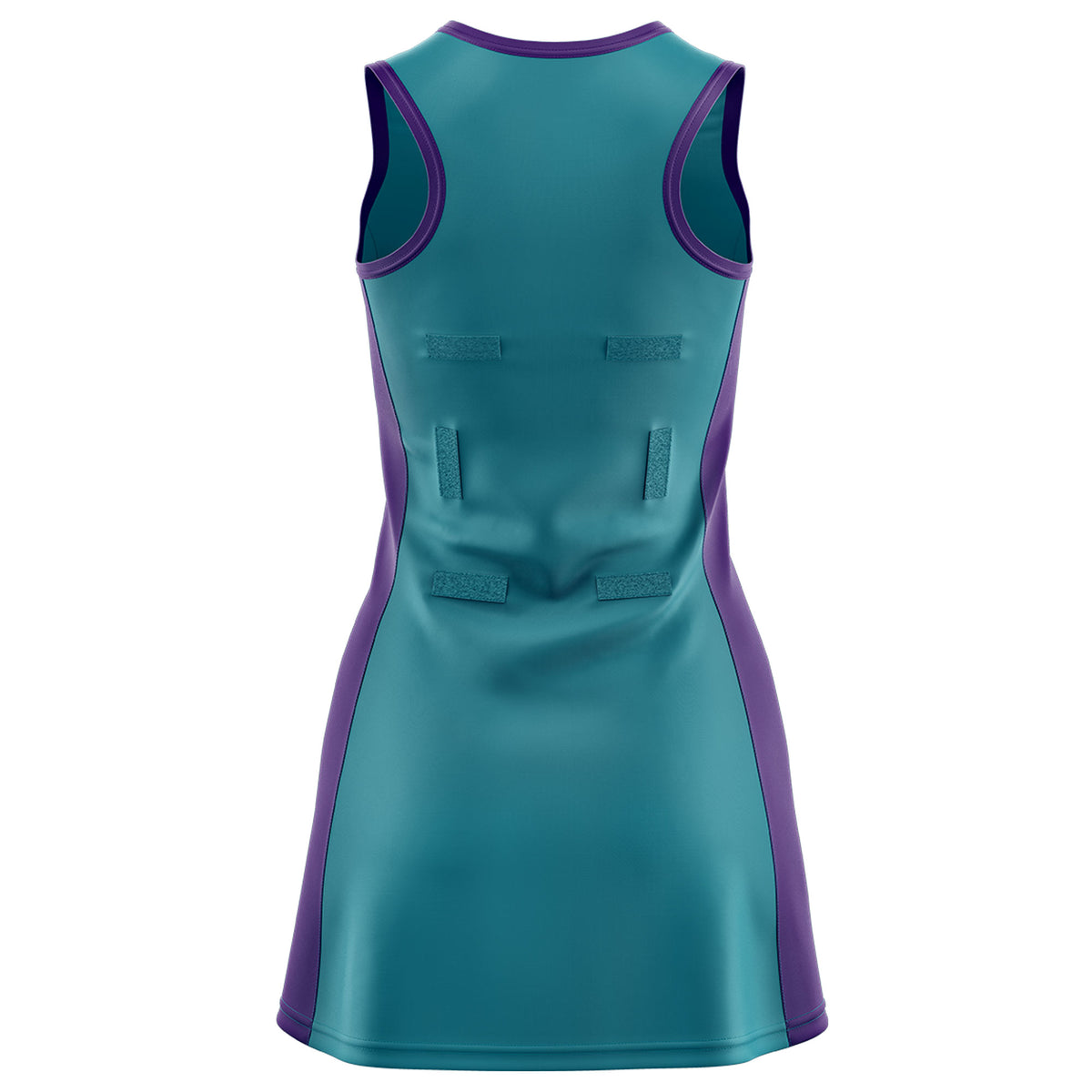 Custom Teal Purple Color Block Two Tone Netball Dresses