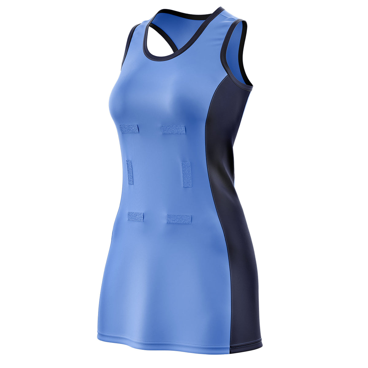 Custom Powder Blue Navy Color Block Two Tone Netball Dresses