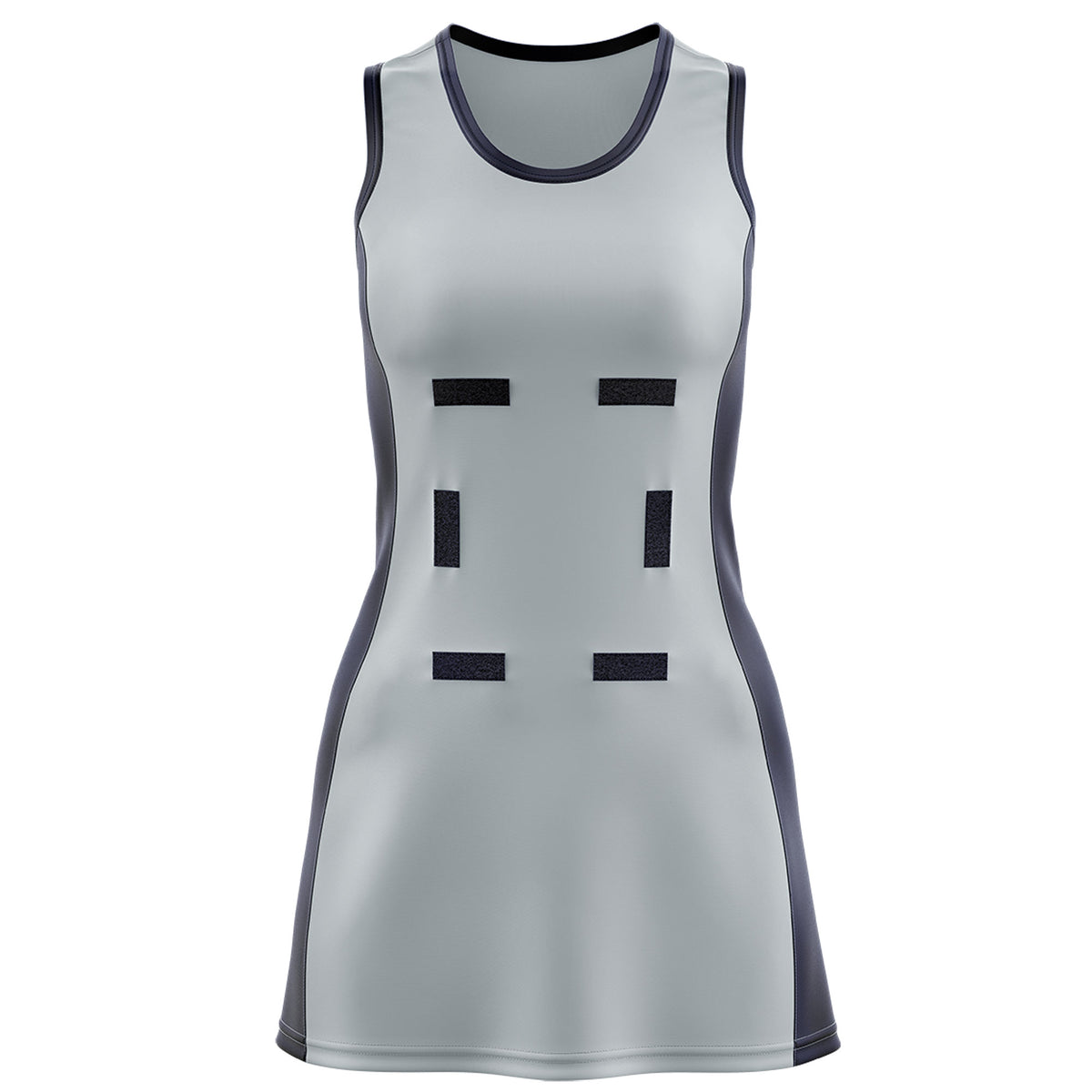 Custom Silver Navy Color Block Two Tone Netball Dresses