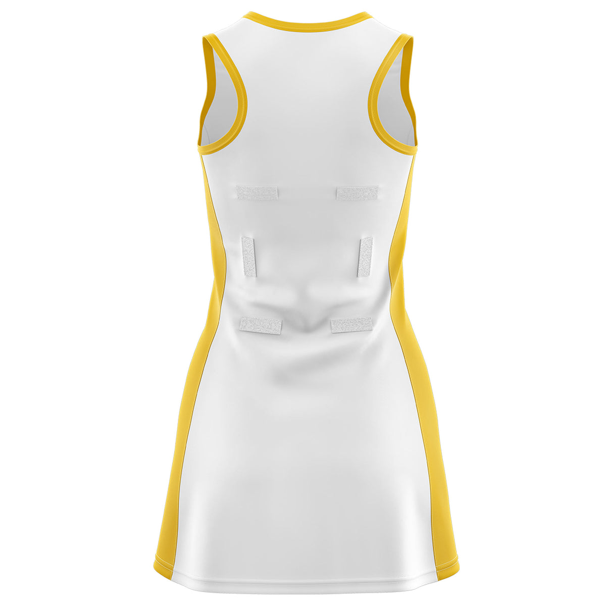 Custom White Gold Color Block Two Tone Netball Dresses