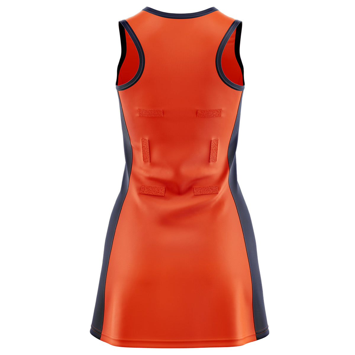 Custom Orange Navy Color Block Two Tone Netball Dresses