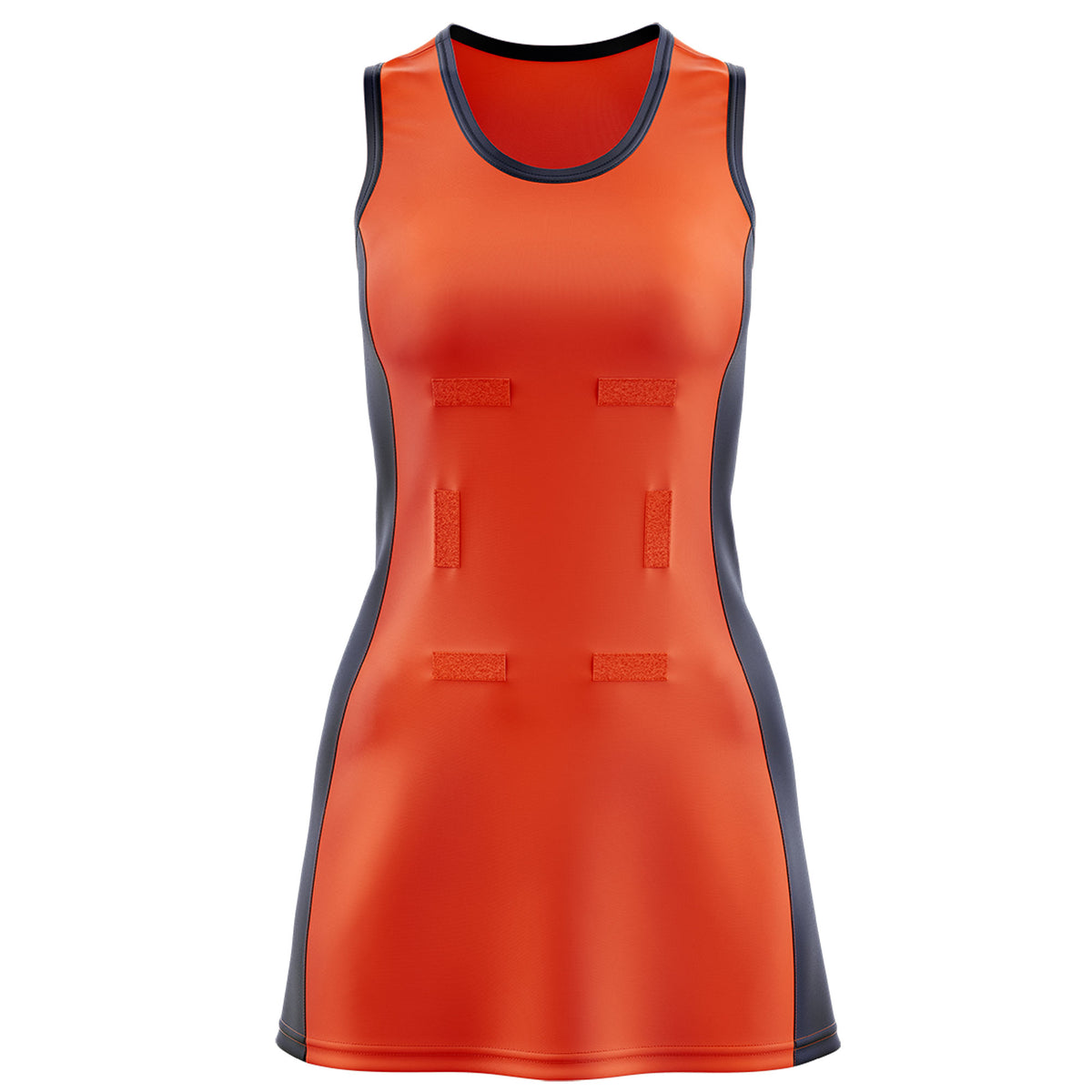 Custom Orange Navy Color Block Two Tone Netball Dresses