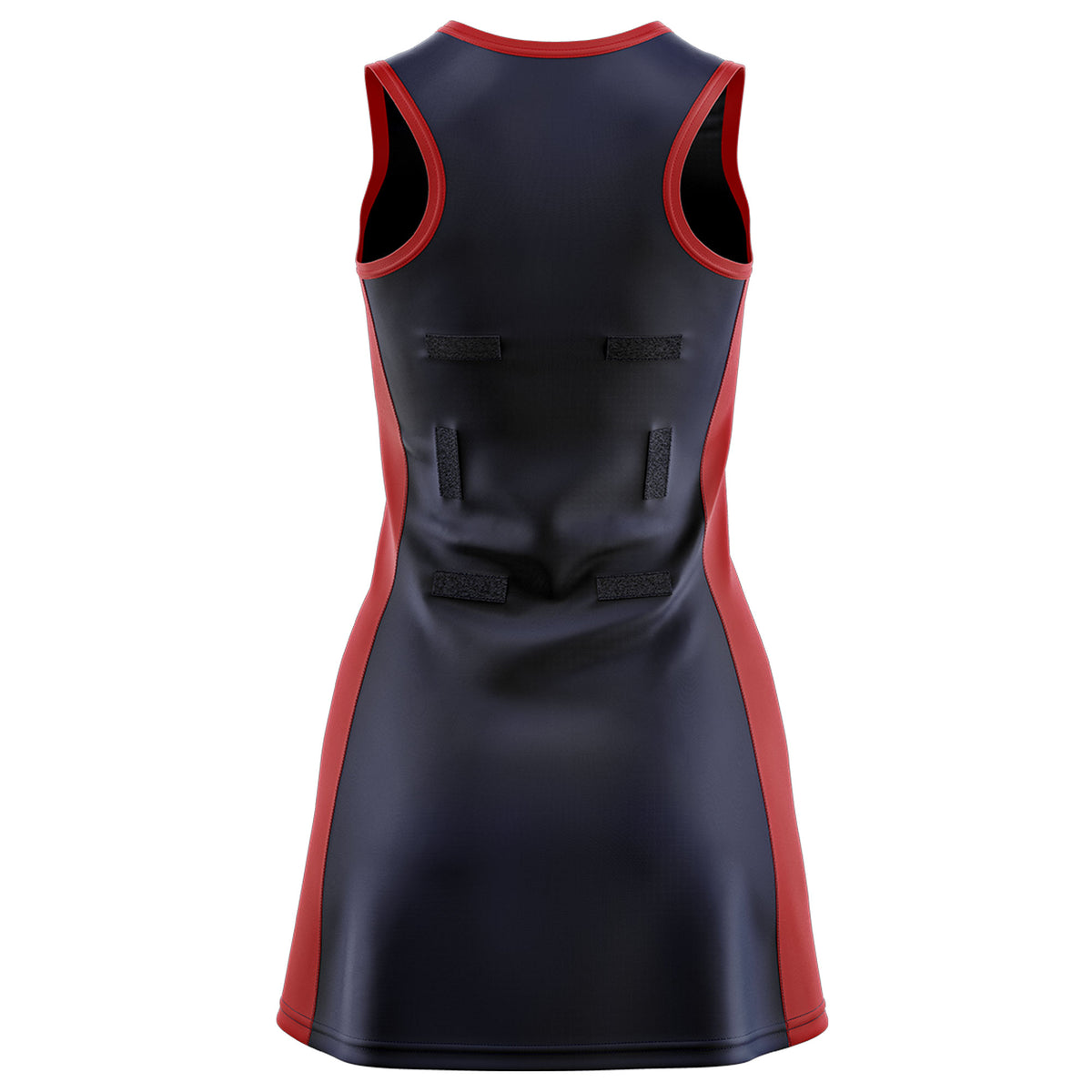 Custom Navy Red Color Block Two Tone Netball Dresses