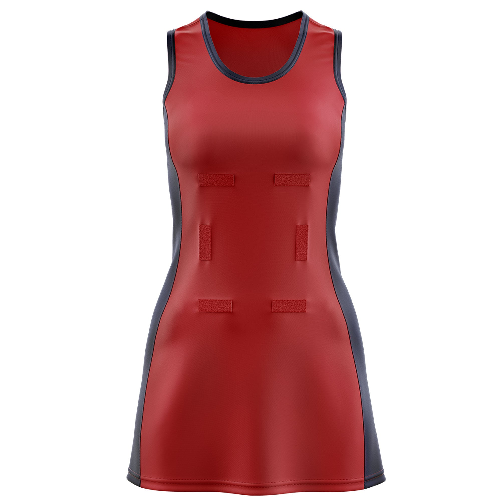 Custom Red Navy Color Block Two Tone Netball Dresses