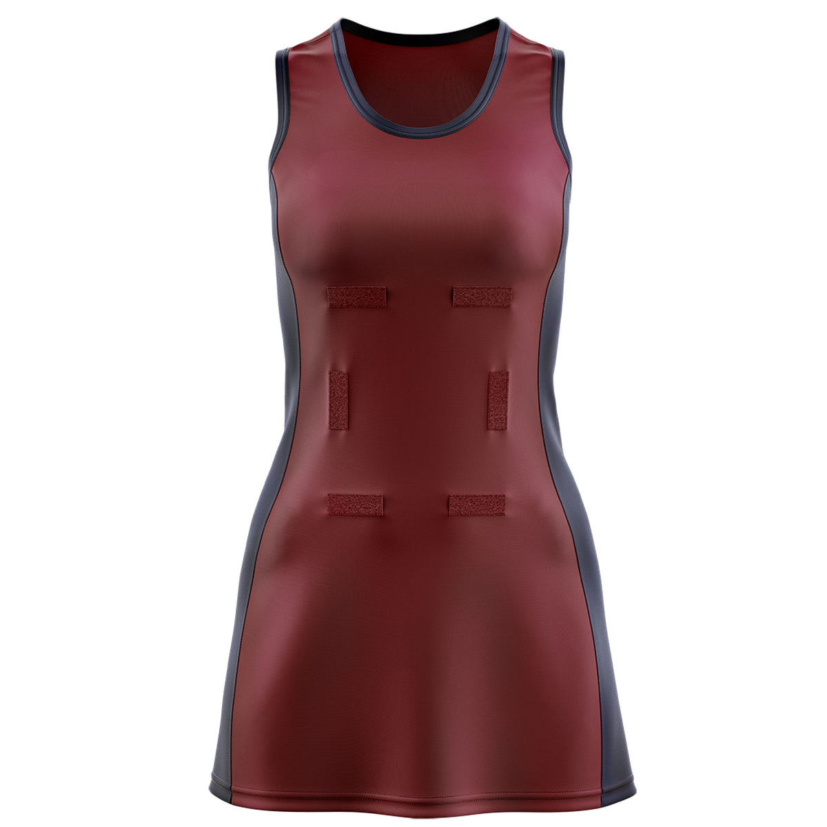 Custom Maroon Navy Color Block Two Tone Netball Dresses