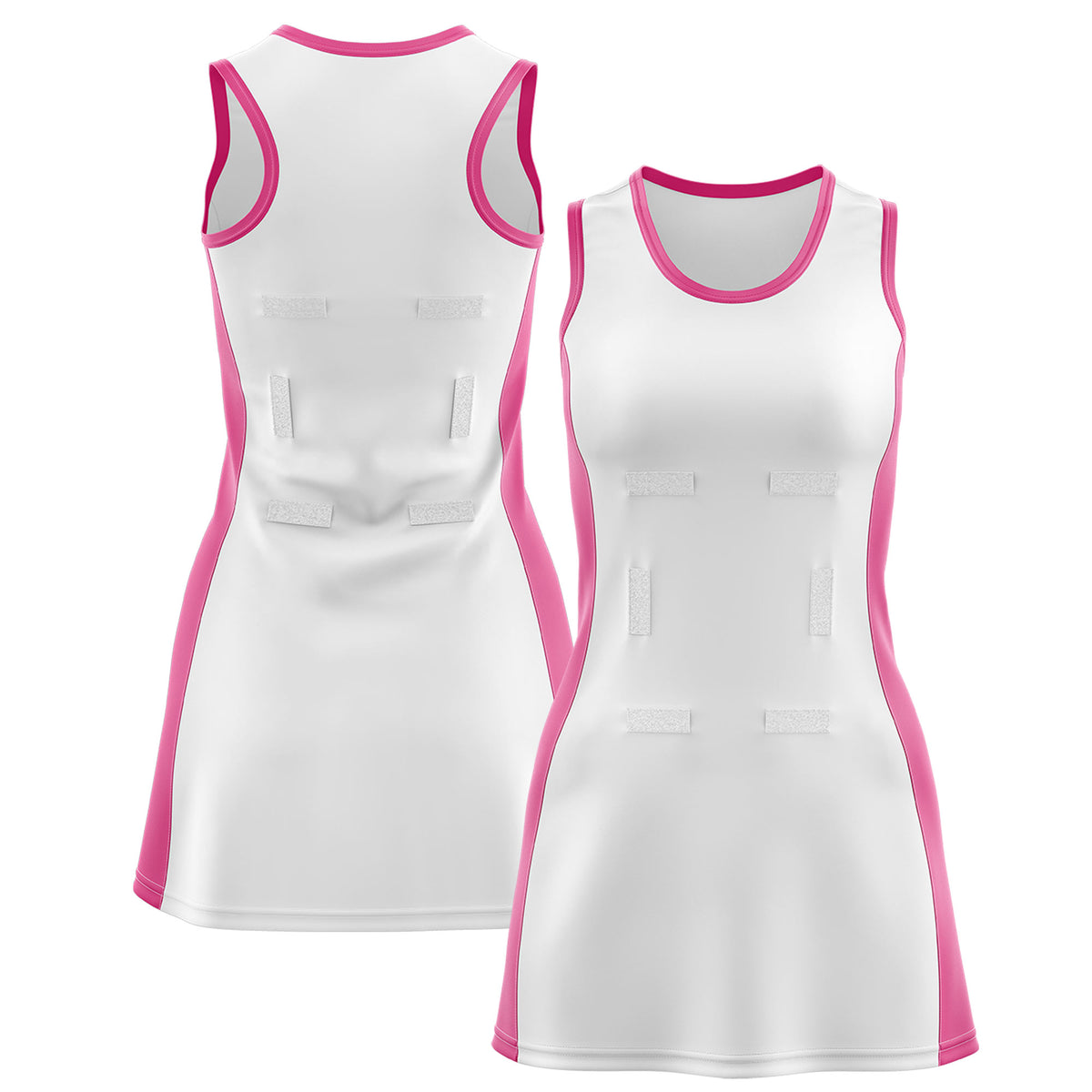 Custom White Pink Color Block Two Tone Netball Dresses