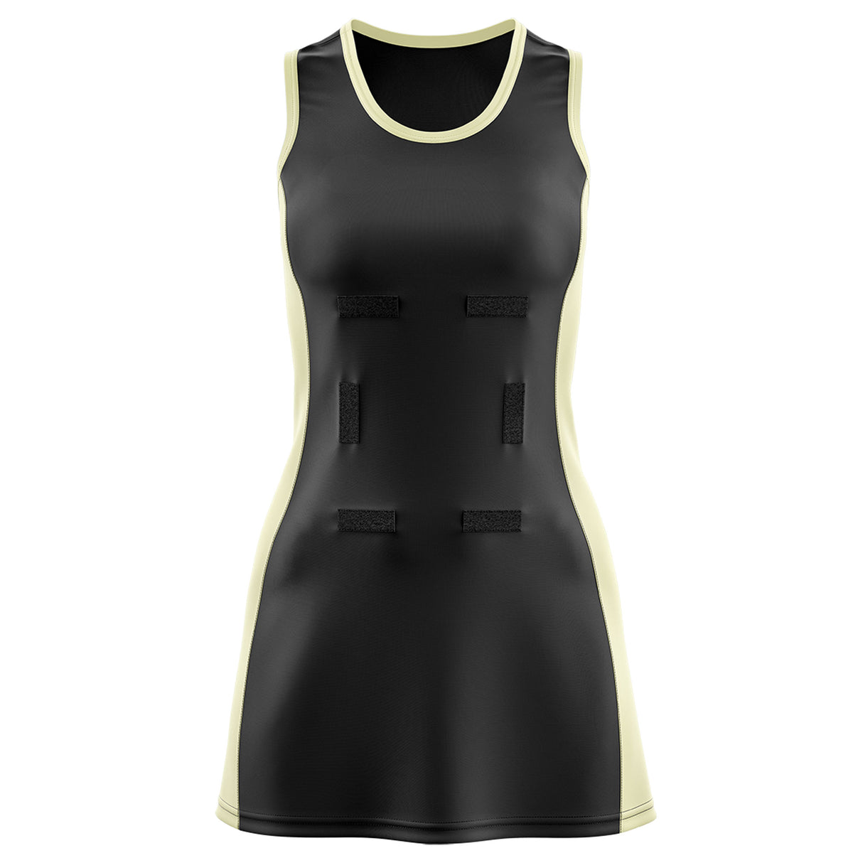 Custom Black Cream Color Block Two Tone Netball Dresses