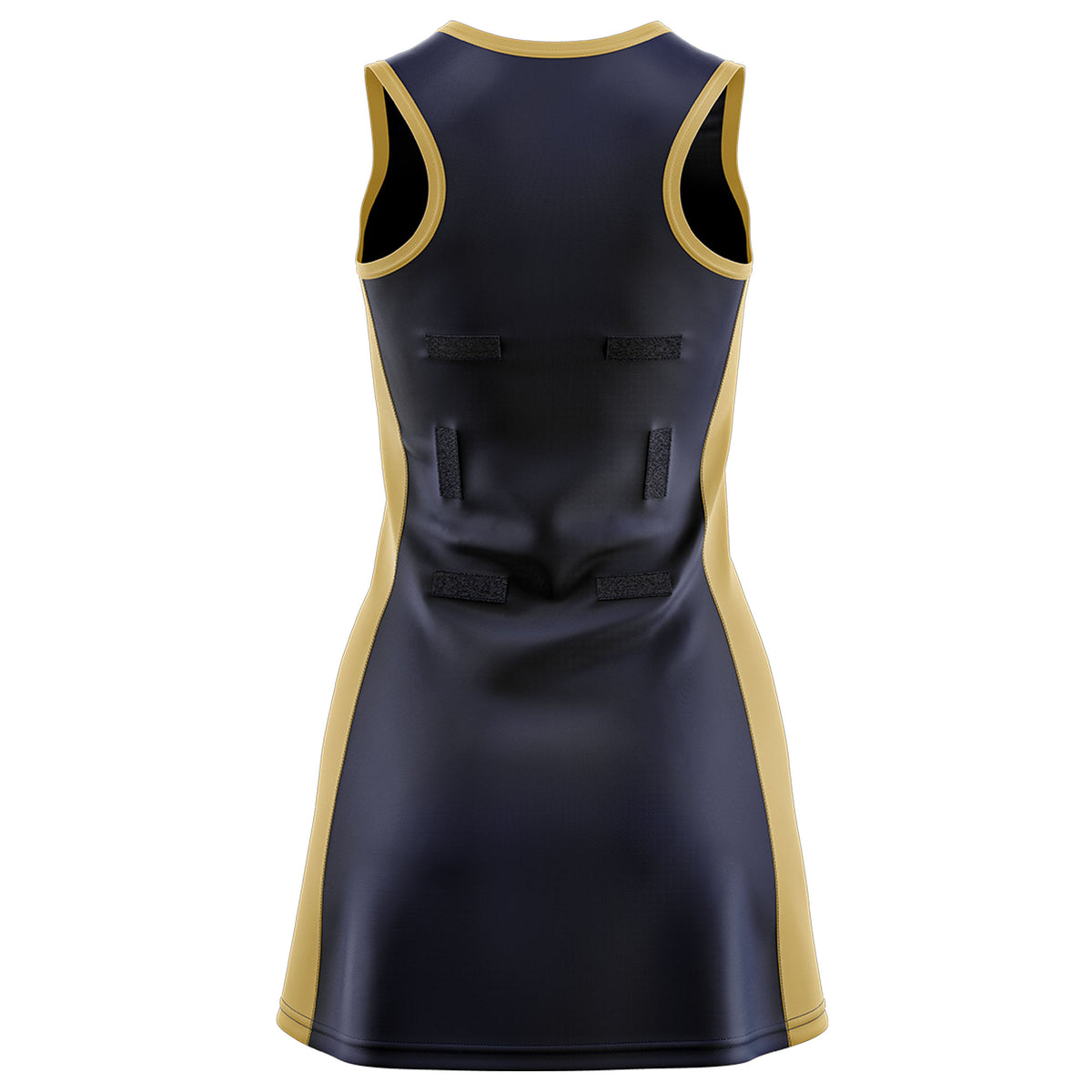 Custom Navy Old Gold Color Block Two Tone Netball Dresses