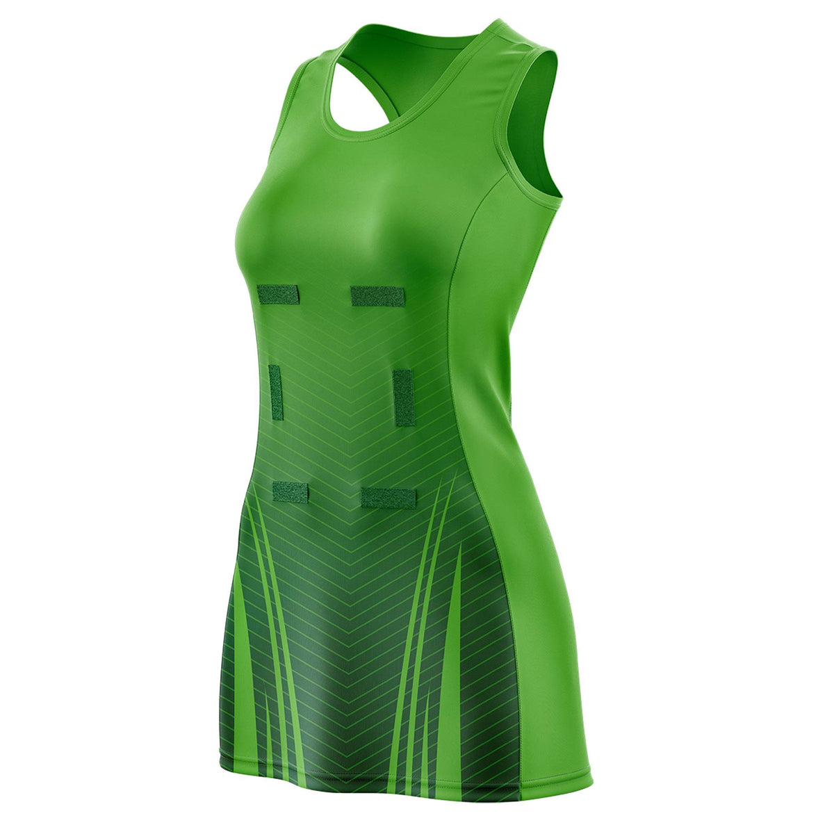 Custom Light Green Green Netball Dresses With Diagonal Lines And Jagged Texture Patterns