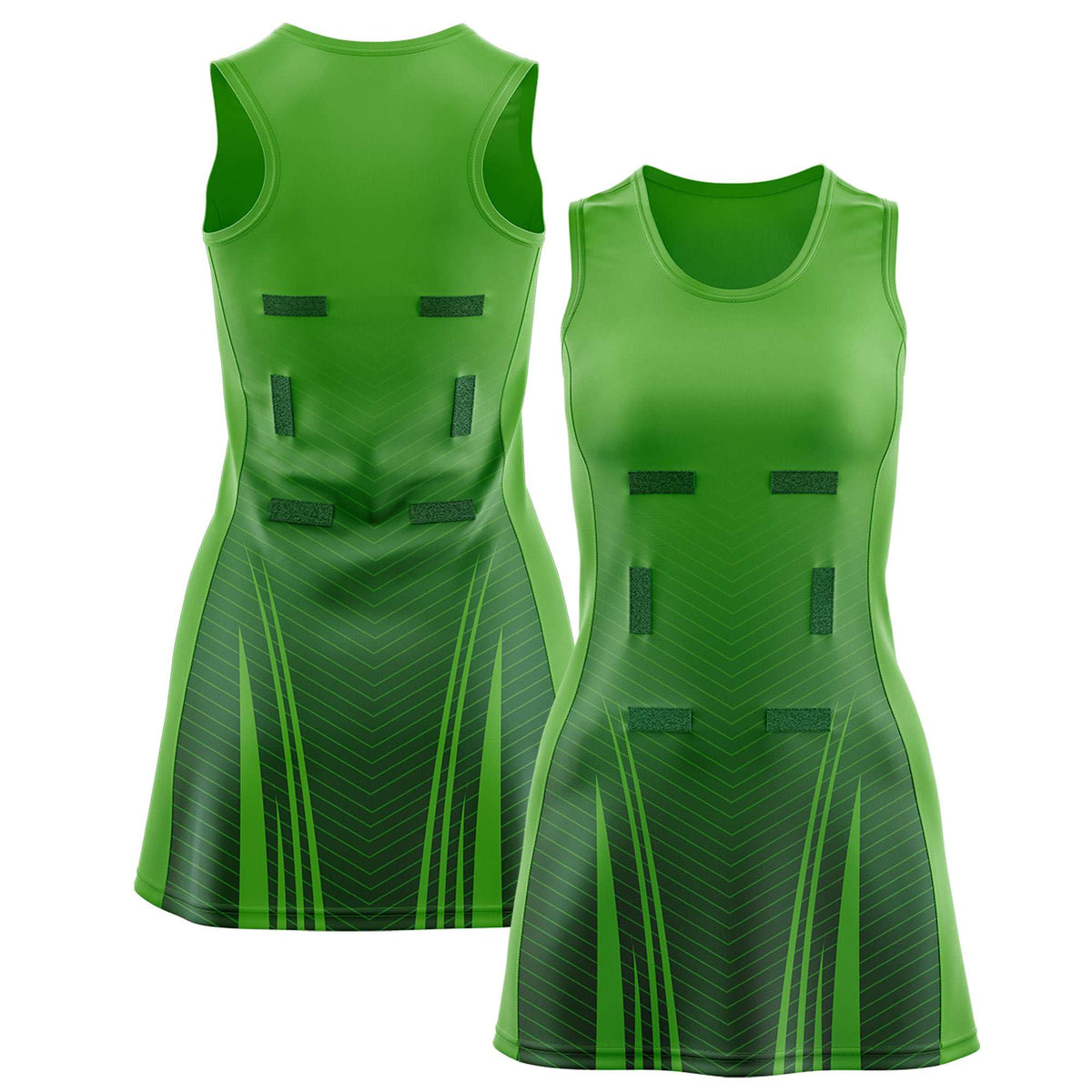 Custom Light Green Green Netball Dresses With Diagonal Lines And Jagged Texture Patterns