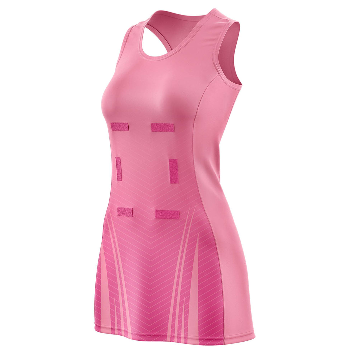 Custom Light Pink Pink Netball Dresses With Diagonal Lines And Jagged Texture Patterns