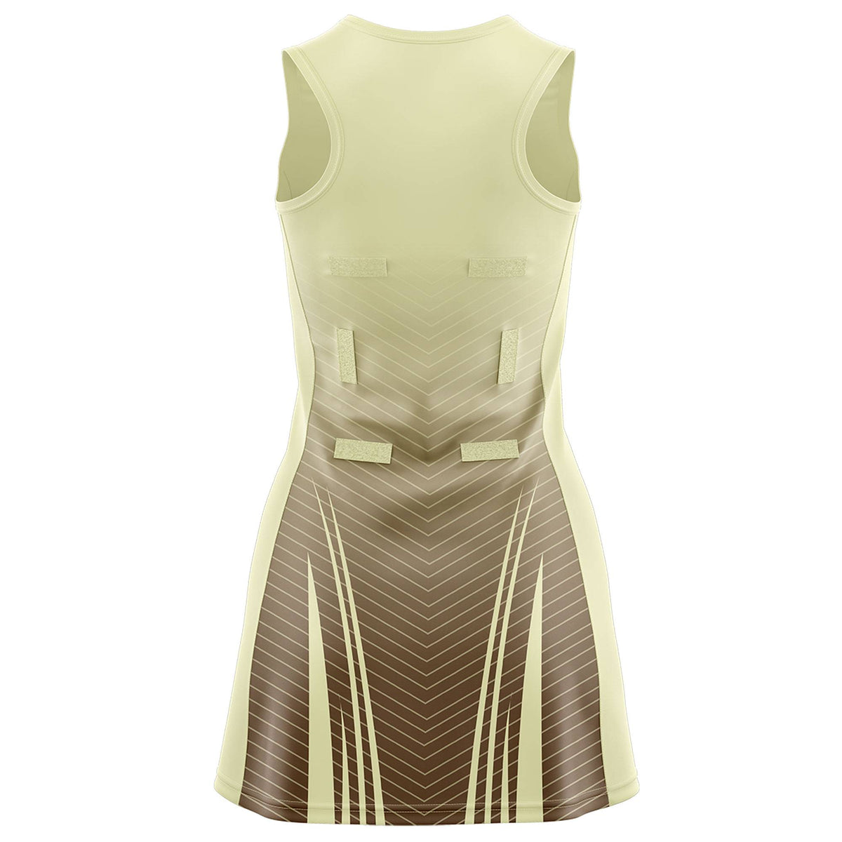 Custom Cream Light Brown Netball Dresses With Diagonal Lines And Jagged Texture Patterns