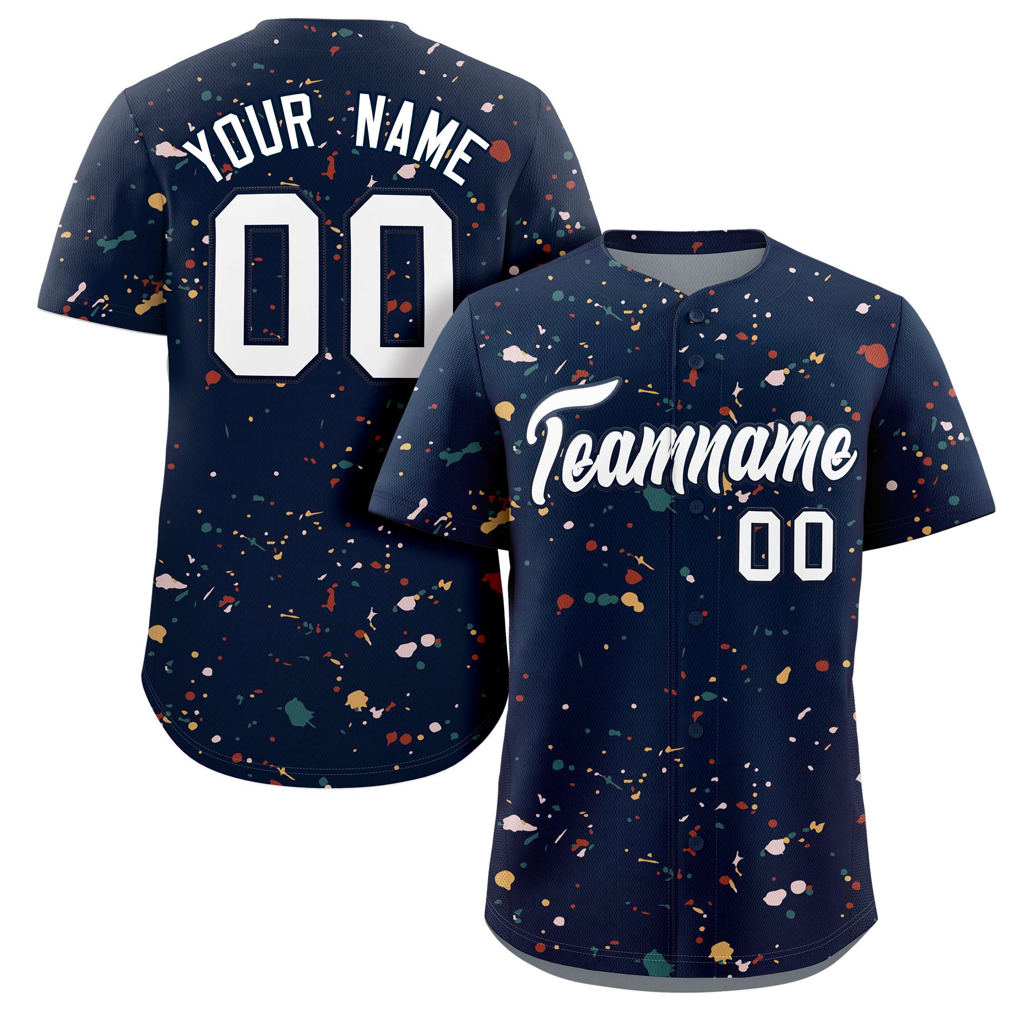 Custom Navy White Splash Graffiti Pattern Authentic Baseball Jersey