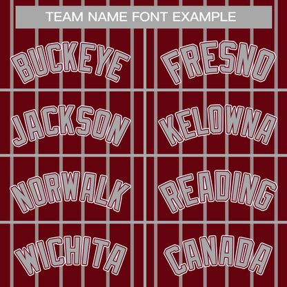 Custom Crimson Light Gray Stripe Fashion Design Full Button Authentic Baseball Jersey