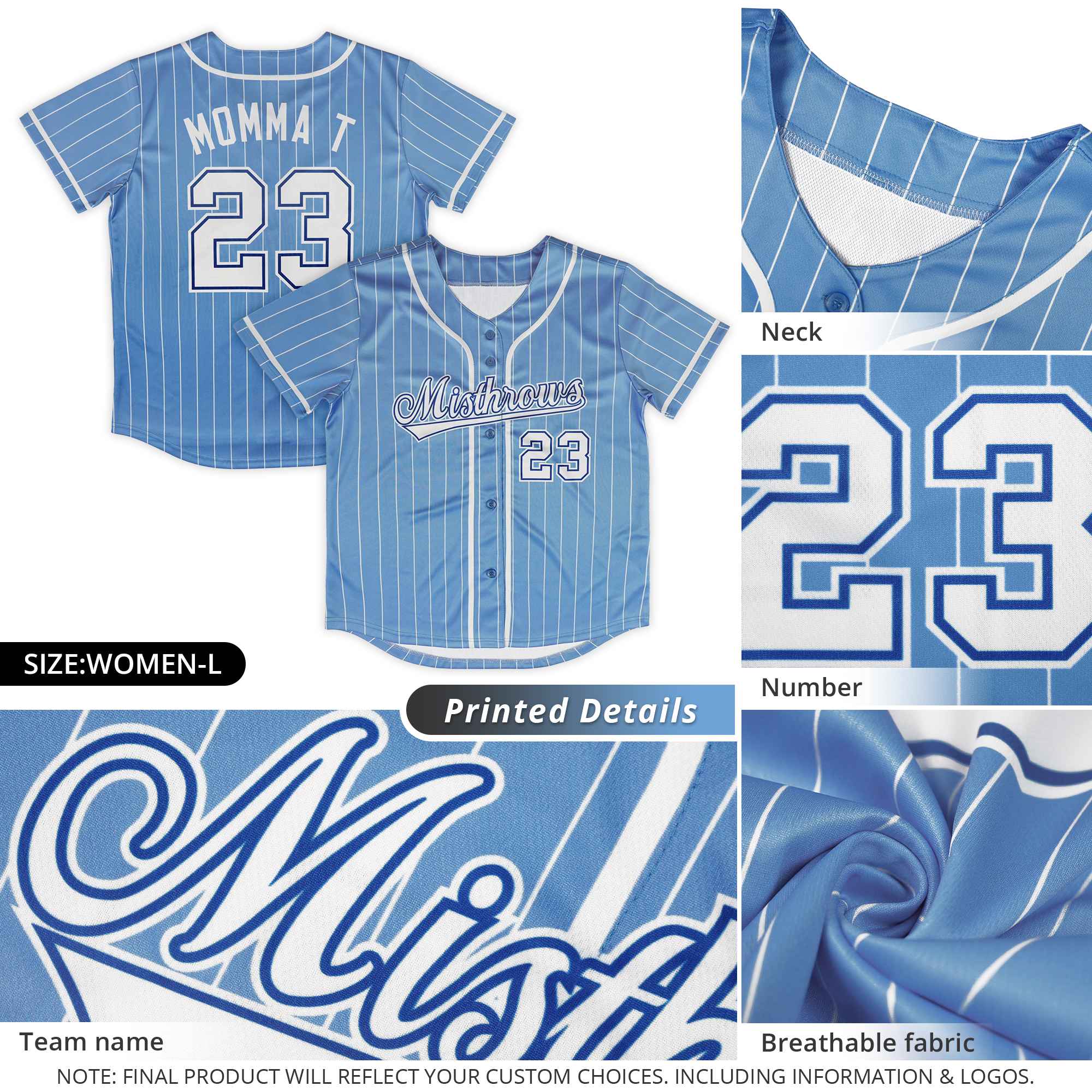 Custom Royal Yellow-White Stripe Fashion Design Full Button Authentic Baseball Jersey