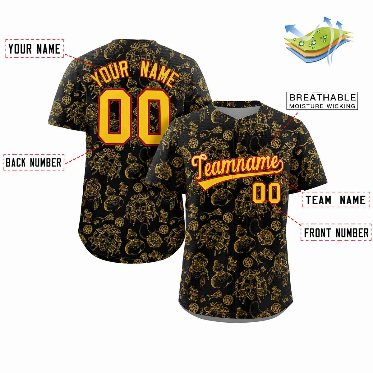 Custom Black 3D Graffiti Pattern Personalized Design Authentic Baseball Jersey