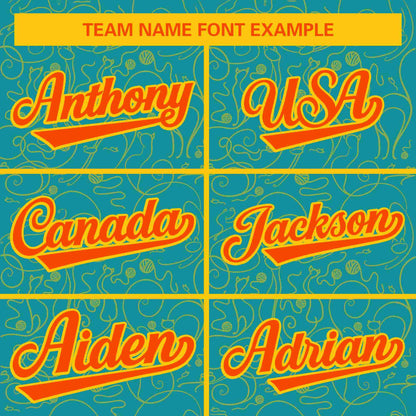 Custom Aqua Gold Line Art Graffiti Pattern Design Authentic Baseball Jersey