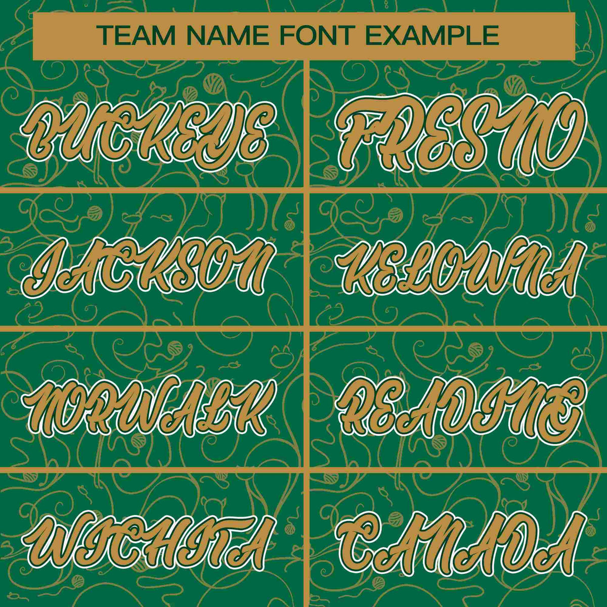 Custom Kelly Green Old Gold Line Art Graffiti Pattern Design Authentic Baseball Jersey