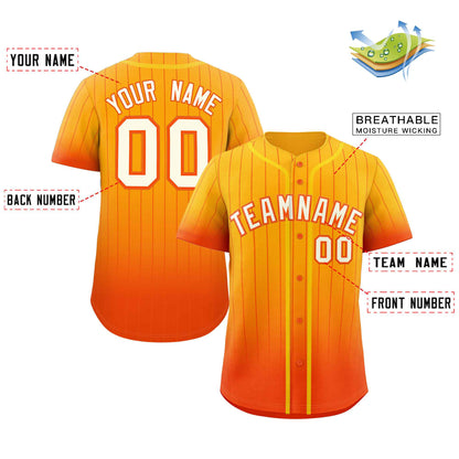 Custom Yellow Orange-White Gradient Stripe Fashion Authentic Baseball Jersey