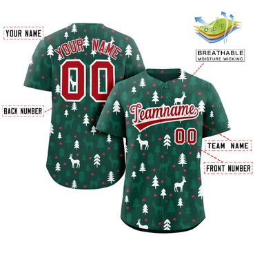 Custom Green White Christmas Graffiti Pattern Authentic Baseball Jersey
