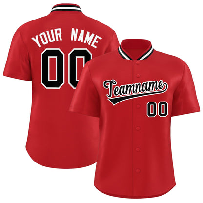 Custom Red Classic Style Authentic Stand Collar Baseball Jersey