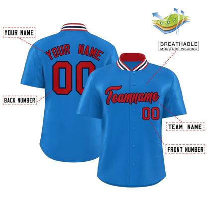 Custom Panther Blue Classic Style Authentic Stand Collar Baseball Jersey