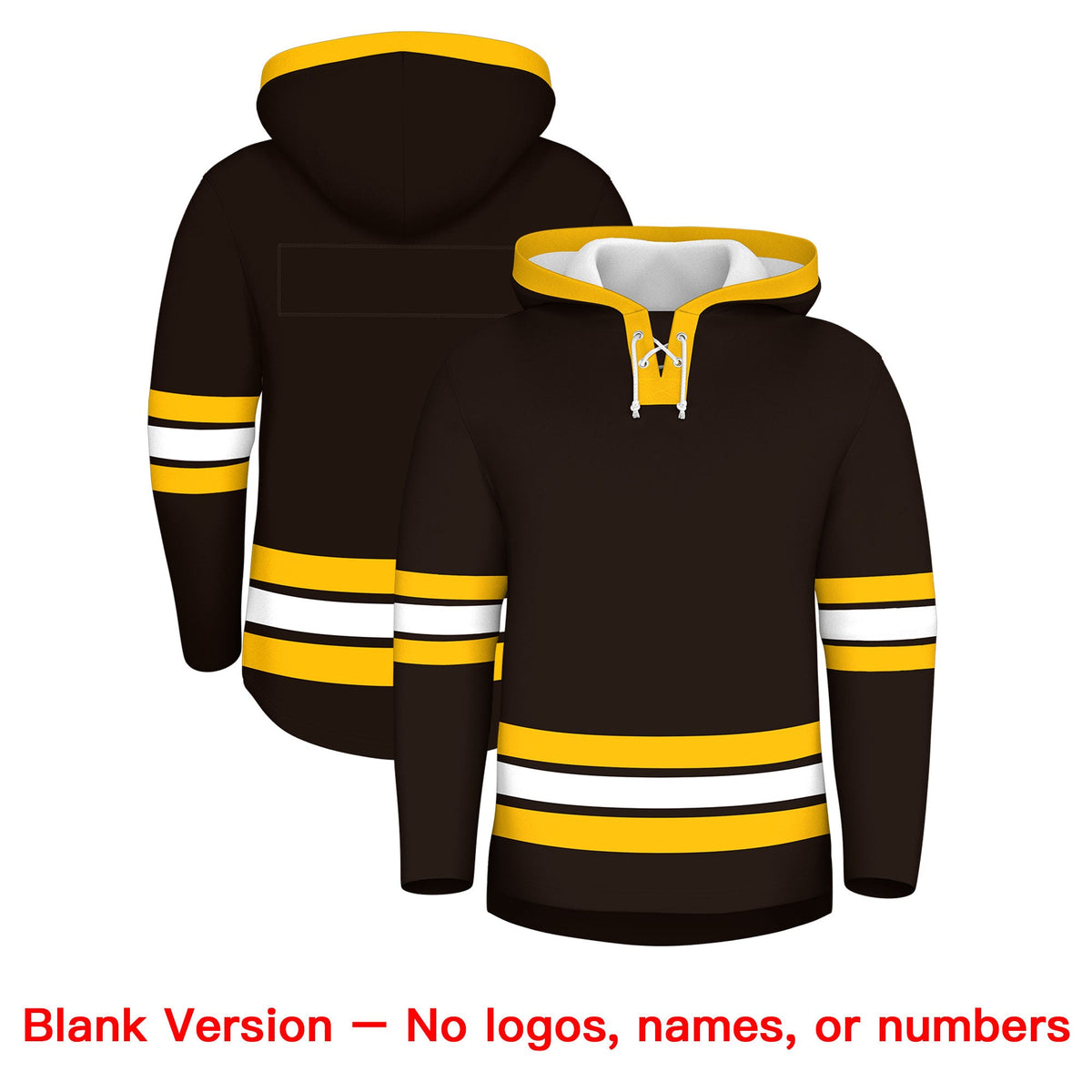 Custom Hockey Hoodie Jersey Brown Gold Classic Style Add Name,Number&amp;Logo