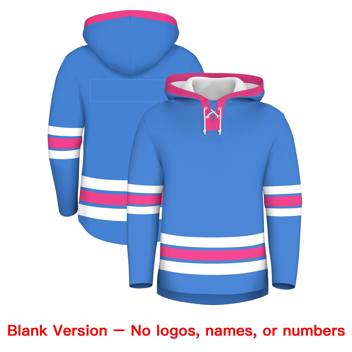 Custom Hockey Hoodie Jersey Powder Blue Pink Classic Style for Men&amp;Youth