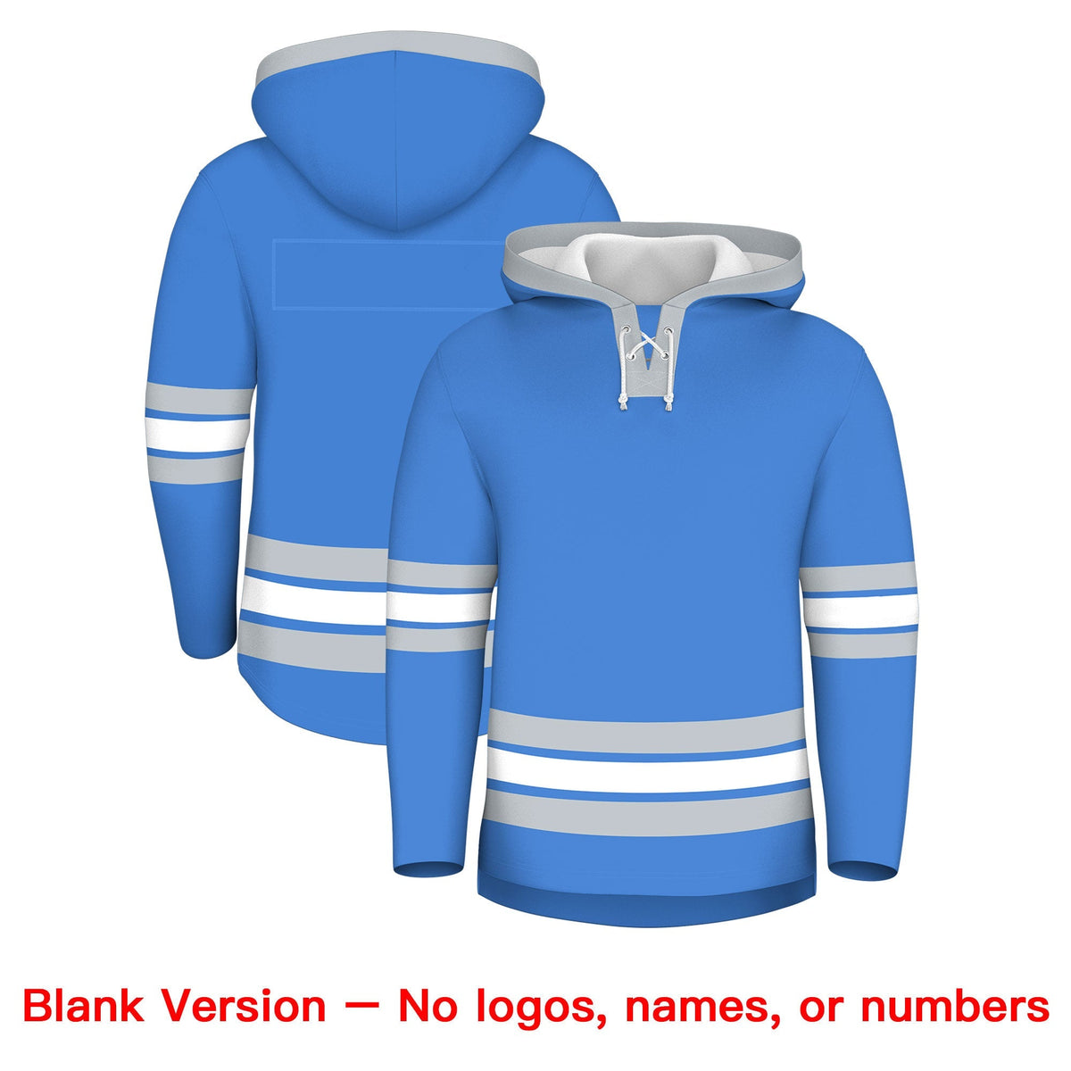 Custom Hockey Hoodie Jersey Powder Blue Silver Classic Style for Men&amp;Youth