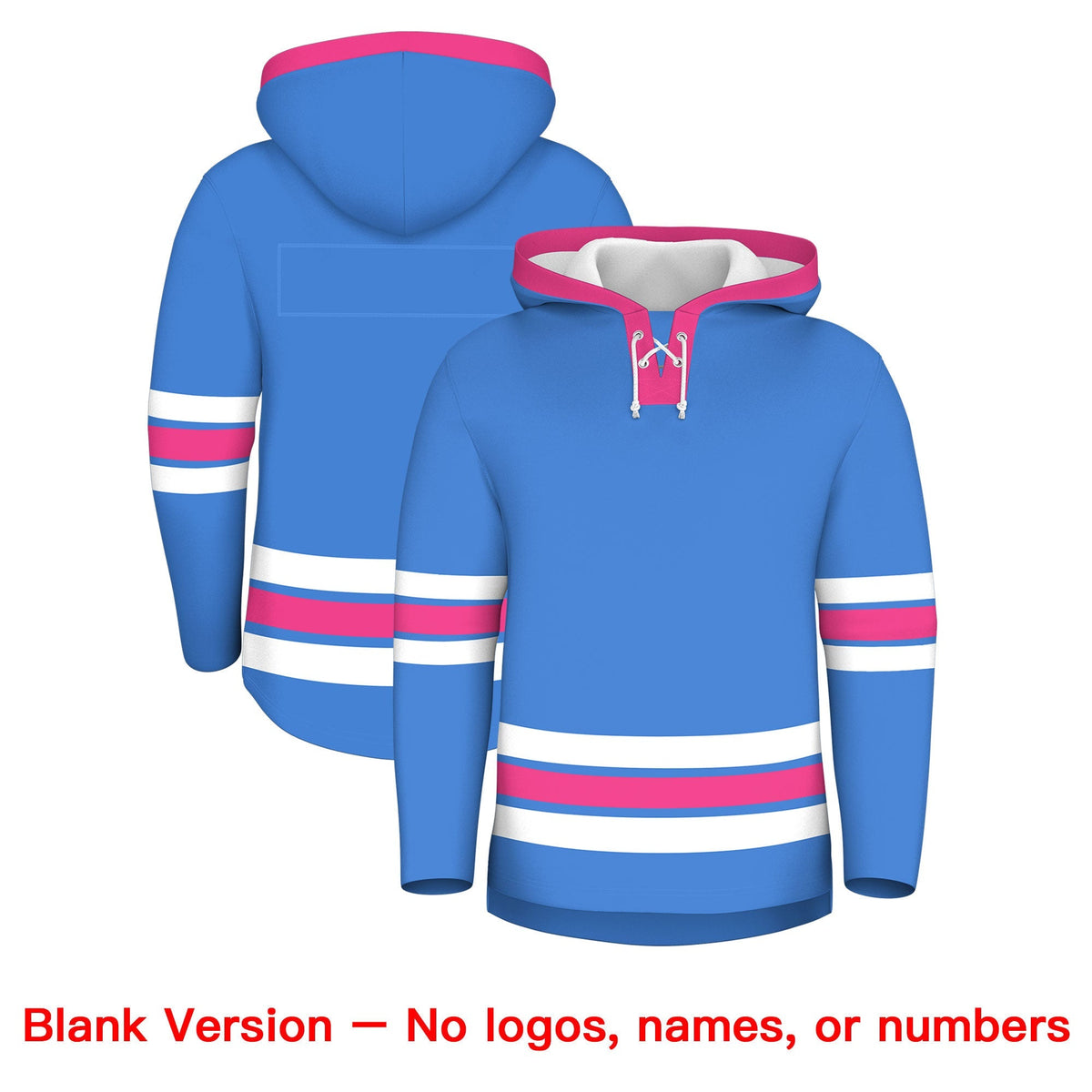 Custom Hockey Hoodie Jersey Powder Blue Pink Classic Style for Men&amp;Youth
