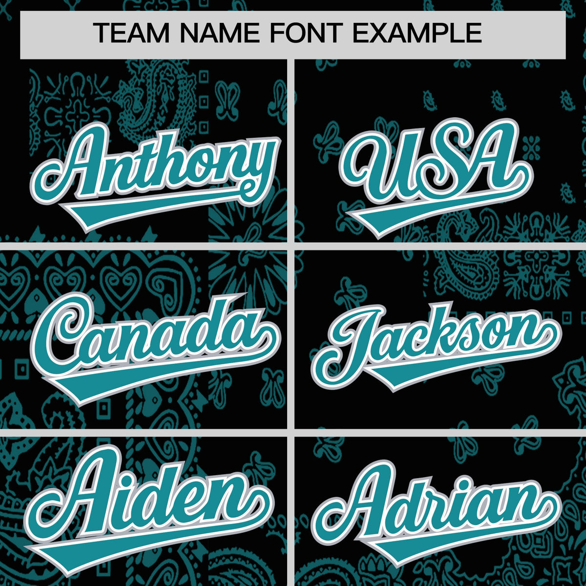 Custom Aqua Black White Cashew Flower Graffiti Pattern V-Neck Hockey Jersey| KXKSHOP