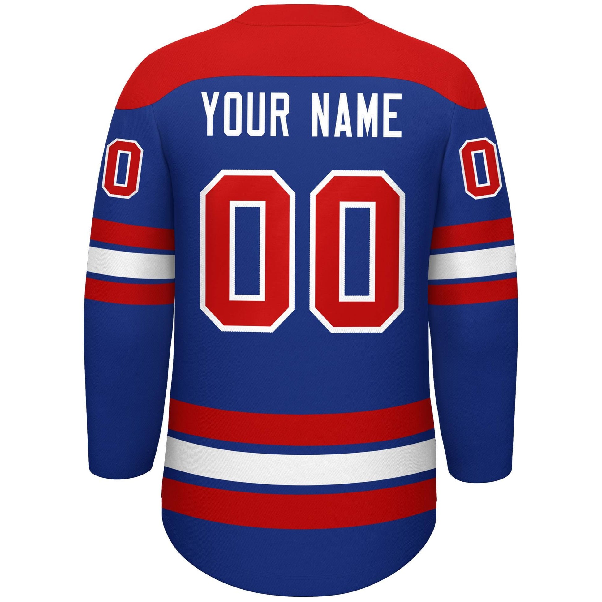 Custom Royal Red White Personalized Classic Lace-Up Neck Hockey Jersey