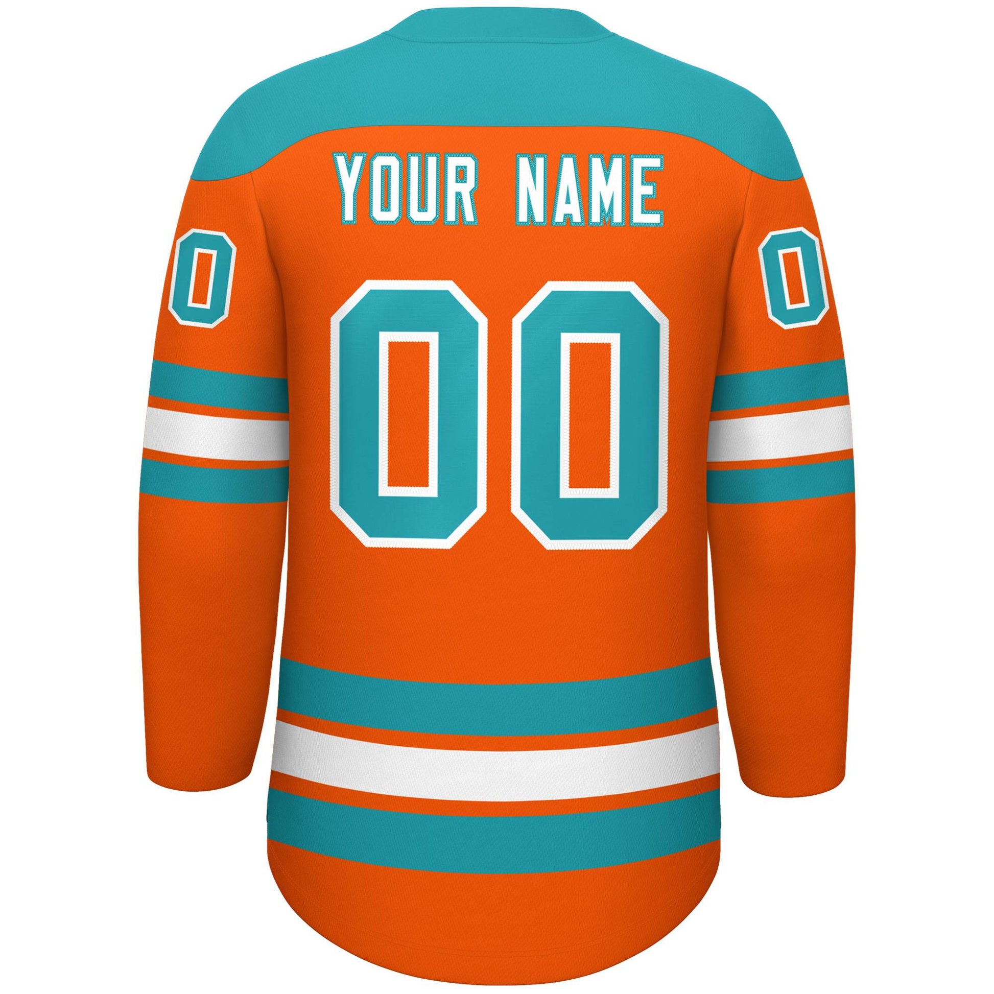 Custom Orange Aqua White Personalized Classic Lace-Up Neck Hockey Jersey
