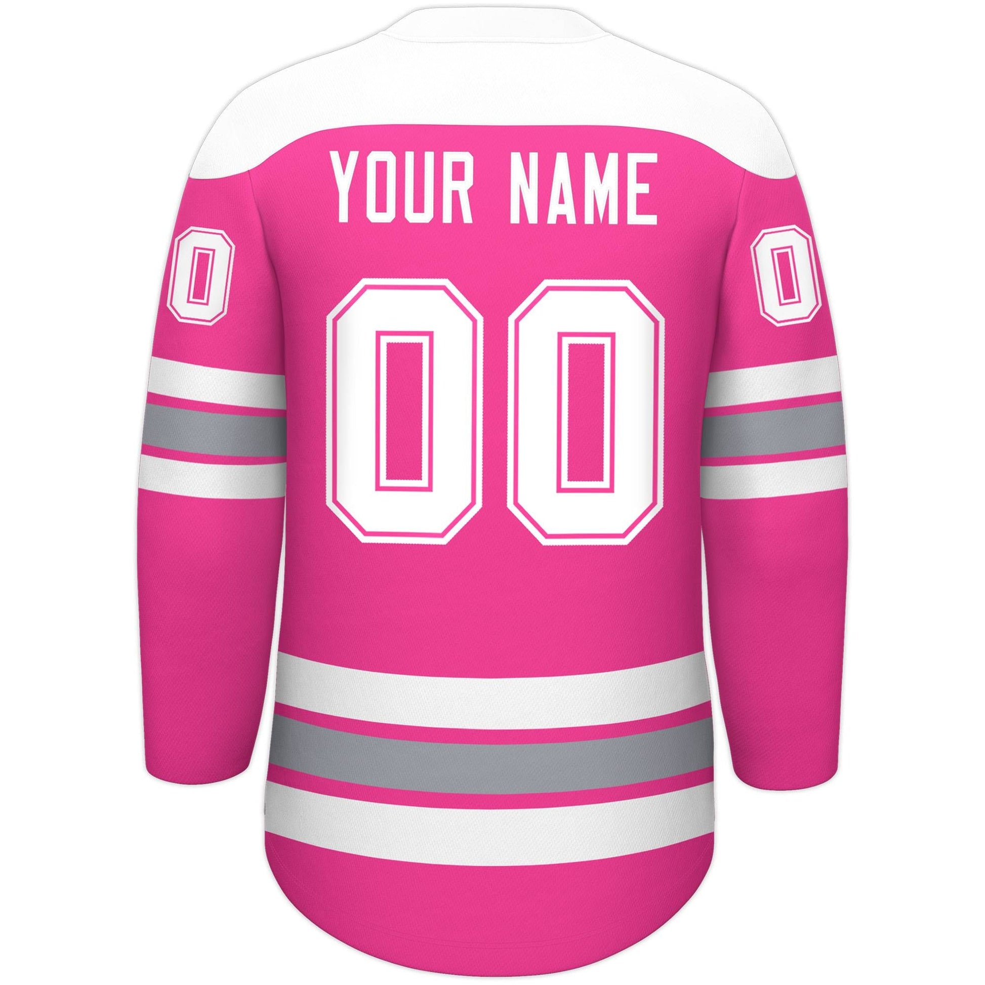 Custom Pink White Gray Personalized Classic Lace-Up Neck Hockey Jersey
