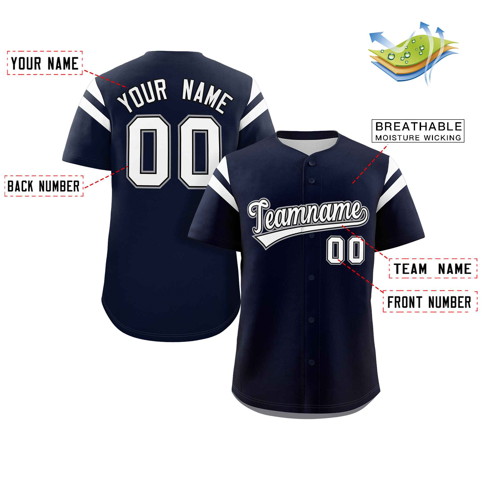 Custom Navy White Classic Style Personalized Full Button Authentic Baseball Jersey