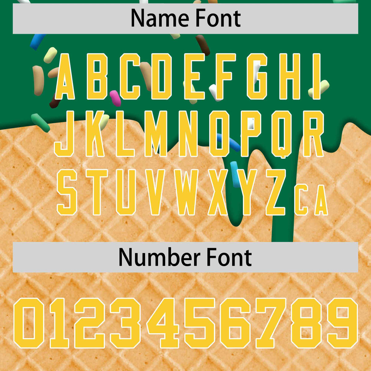 Custom Kelly Green Gold Ice Cream Pattern Personalized V-Neck Hockey Jersey