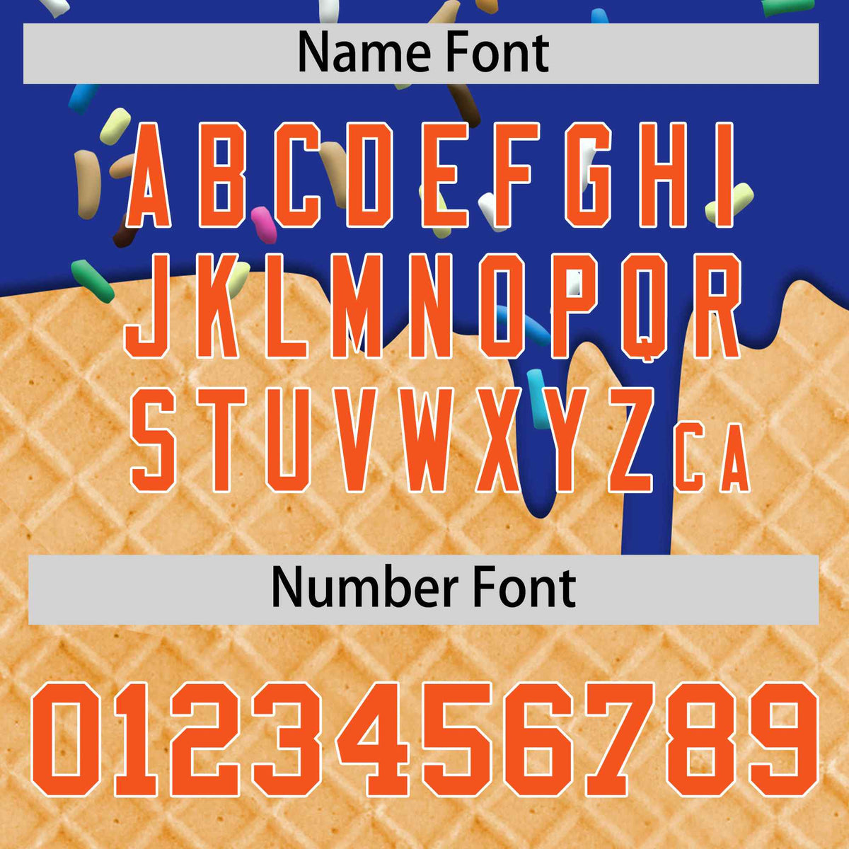 Custom Royal Blue Orange Ice Cream Pattern Personalized V-Neck Hockey Jersey| KXKSHOP