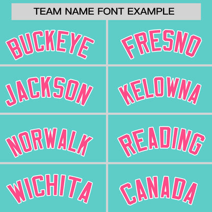 Custom Bright Green Pink-White Personalized Raglan Sleeves V-Neck Hockey Jersey