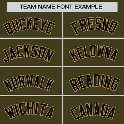 Custom Olive Brown-Black Personalized Raglan Sleeves V-Neck Hockey Jersey