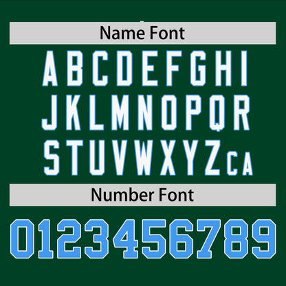 Custom Green Powder Blue-Powder Blue Personalized Raglan Sleeves V-Neck Hockey Jersey