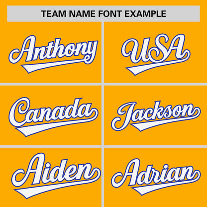 Custom Yellow Royal-White Personalized Raglan Sleeves V-Neck Hockey Jersey