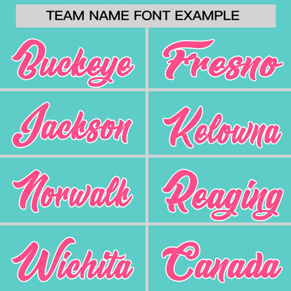 Custom Bright Green Pink-White Personalized Raglan Sleeves V-Neck Hockey Jersey