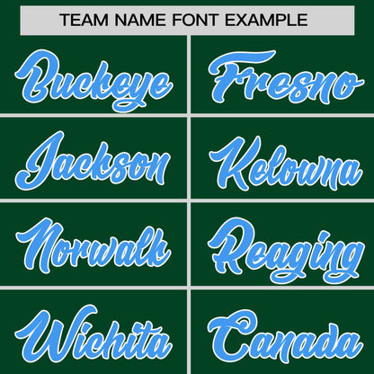 Custom Green Powder Blue-Powder Blue Personalized Raglan Sleeves V-Neck Hockey Jersey