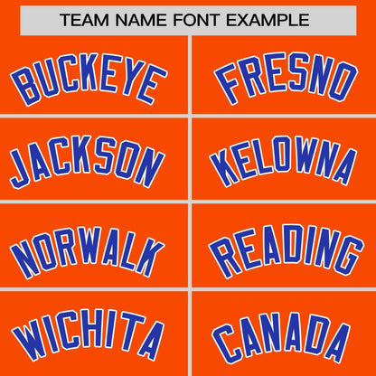 Custom Orange Royal Personalized Raglan Sleeves Round-Neck Hockey Jersey