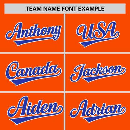 Custom Orange Royal Personalized Raglan Sleeves Round-Neck Hockey Jersey
